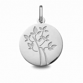 Mdaille Arbre de vie Or Blanc - 18 mm -Athna - 24B8400222