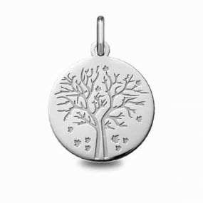 Mdaille Arbre de vie Or Blanc - 18 mm -Delphes - 24B8400220