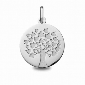 Mdaille Arbre de vie Or Blanc - 18 mm -liane - 24B8400221