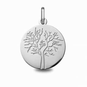 Mdaille Arbre de vie Or Blanc - 18 mm -Mereana - 24B8400224