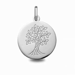 Mdaille Arbre de vie Or Blanc - 18 mm -Tiffany - 24B8400098