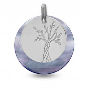 Mdaille Arbre de vie Or Blanc - 20 mm -Aiata - XM1053NG