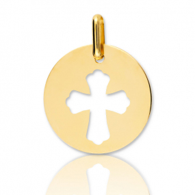 Mdaille Croix Or Jaune Auxane