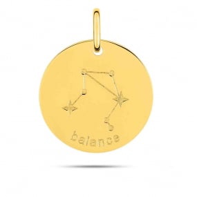 Mdaille Pendentif Zodiaque Balance Or Jaune Emma