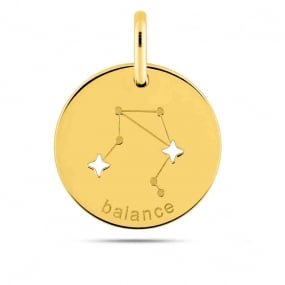 Mdaille Pendentif Zodiaque Balance Or Jaune Galina