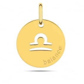 Mdaille Pendentif Zodiaque Balance Or Jaune Heiana