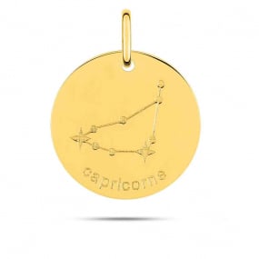 Mdaille Pendentif Zodiaque Capricorne Or Jaune Envoutante