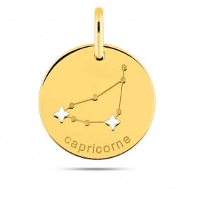 Mdaille Pendentif Zodiaque Capricorne Or Jaune Halia