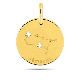 Mdaille Pendentif Zodiaque Gmeaux Or Jaune Lola