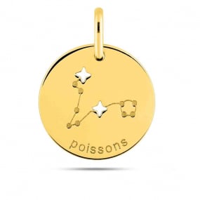 Mdaille Pendentif Zodiaque Poissons Or Jaune Isabelle