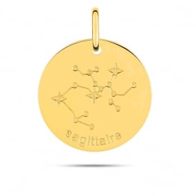 Mdaille Pendentif Zodiaque Sagittaire Or Jaune Vainia