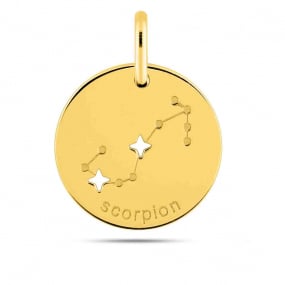 Mdaille Pendentif Zodiaque Scorpion Or Jaune Miki