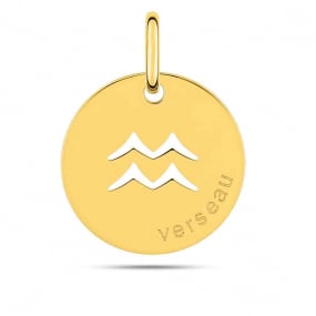 Mdaille Pendentif Zodiaque Verseau Or Jaune Adrielle