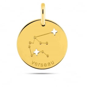 Mdaille Pendentif Zodiaque Verseau Or Jaune Olivia