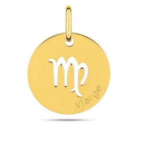 Mdaille Pendentif Zodiaque Vierge Or Jaune Elose