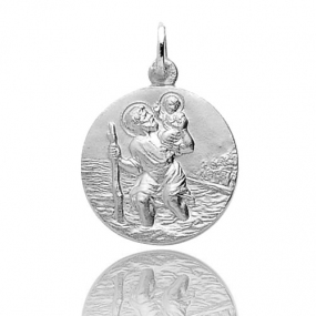 Médaille Parchemin de Saint Christophe en Argent Massif - 25 mm