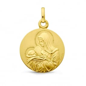 Mdaille Tendresse Vierge  l'enfant en Or Jaune 18 mm Florence J10688X000
