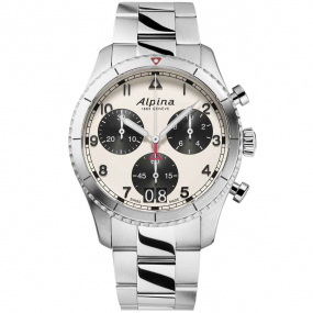 Montre Alpina Startimer Pilot Quartz Chronograph Big Date 41 mm- AL-372WB4S26B