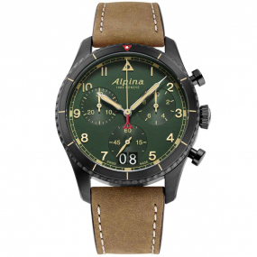 Montre Alpina Startimer Pilot Quartz Chronograph Big Date Vert 41 mm- AL-372GR4FBS26