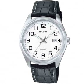 Montre Casio Timeless - Standard - Blanc chiffr & Cuir Noir - MTP-1302PL-7BV