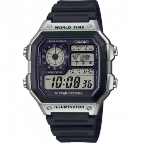 Montre Casio Timeless - WorldTime - Argent & Noir - AE-1200WH-1CV