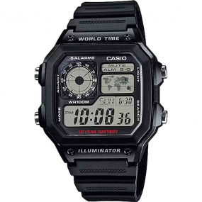 Montre Casio Timeless - WorldTime - Noir - AE-1200WH-1AV