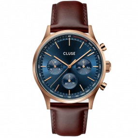 Montre Cluse Anthor Multifunction Leather Blue, Rose Gold Colour -  - CW21009