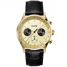 Montre Cluse Anthor Multifunction Watch Leather, Gold, Gold Colour -  - CW21005