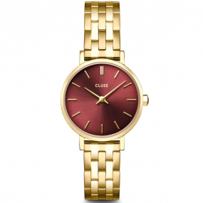 Montre Montre Cluses femme - Petite Steel, Dark Cherry, Gold Colour -  - CW10505