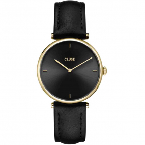 Montre Cluse Cluse Triomphe Watch Leather, Black, Gold colour  - 33 mm - CW10404