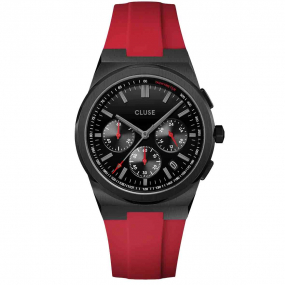 Montre Cluse Homme Cluse Vigoureux Chrono Silicone Red, Black Colour - CW20810