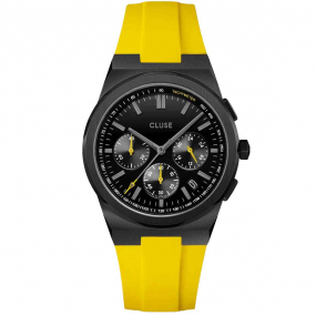 Montre Cluse Homme Cluse Vigoureux Chrono Silicone Yellow, Black Colour - CW20809