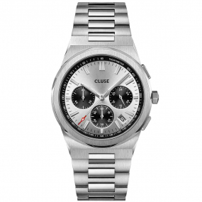 Montre Cluse Homme Cluse Vigoureux Chrono Steel Black and Silver, Silver Colour  - CW20806