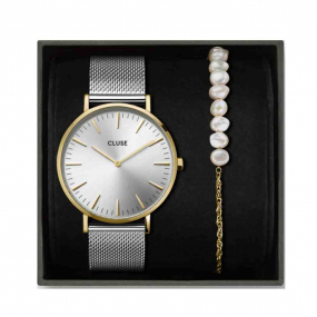 Montre Cluse Gift Box Boho Chic Mesh Bicolour and Pearl Bracelet Gold Colour -  - CG10119