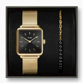 Promotion Cluse - Gift Box La Cluse - Mesh Watch & Beads Bracelet, Gold Colour - 28.5 mm - CG10321