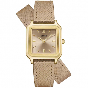 Montre Cluse Gracieuse Petite Watch Double Leather, Nutshell, Gold Colour -  - CW11813