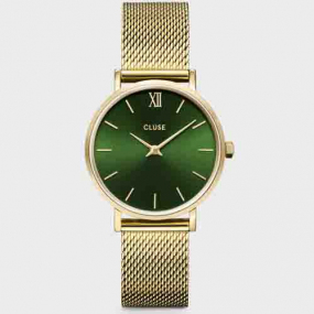 Montre Cluses femme - Mesh, Green - Gold -  - CW10206