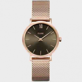 Montre Cluses femme - Mesh, Grey - Pink Gold -  - CW10207