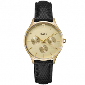 Montre Cluse Montre Cluses femme - Multifunction Leather, Black Lizard, Gold Colour -  - CW10705