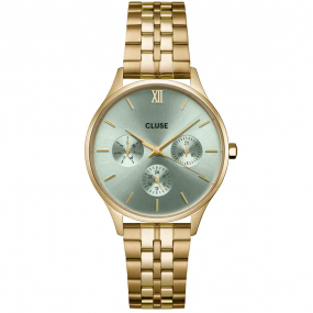 Montre Cluse Montre Cluses femme - Multifunction Watch Steel, Sage Green, Gold Colour  -  - CW10709