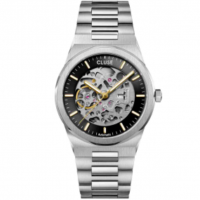 Montre Cluse Homme Montre Cluse Vigoureux Steel Automatic Watch, Black, Silver Colour - CW24104