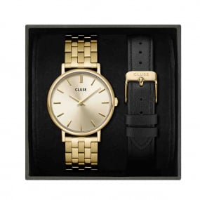 Montre Cluse Pavane Petite Gold Black Lether Strap, Gold Colour -  - CG14801