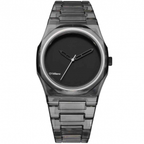 Montre D1 Milano Nylon Exp_Black - Homme  Quartz- cadran Noir- 39 mm - Nylon Transparent  - NYBJ02