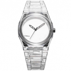 Montre D1 Milano Nylon Exp_White - Homme  Quartz- cadran Blanc- 39 mm - Nylon Transparent  - NYBJ01