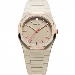 D1 Milano - Polycarbon Akebia Mesh - Homme  Quartz- cadran Beige- 37 mm - Polycarbonate & PVD Or rose - PCBU15