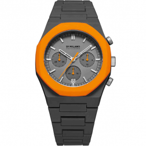 D1 Milano - Polychrono Orange Blast - Homme  Quartz- cadran Gris Clair- 40,5 mm - Polycarbonate - PHBJ01