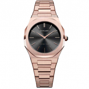 Montre D1 Milano Rose Night Ultra Thin 34 - Femme  Quartz- cadran Noir- 40 mm - Acier et PVD Rose - UTBL06