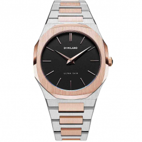 D1 Milano - Ultra Thin Abisso - Homme  Quartz- cadran Noir- 38 mm - Acier inoxydable PVD or rose - UTBU03