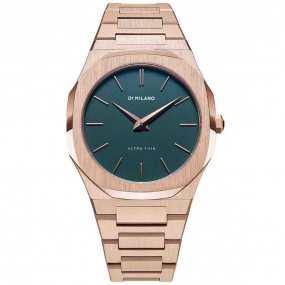 D1 Milano - Ultra Thin Forest - Homme  Quartz- cadran Vert fonc- 38 mm - Acier inoxydable PVD or rose - UTBU02