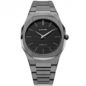 D1 Milano - Ultra Thin - Homme  Quartz- cadran Noir- 40 mm - Acier et PVD - UTBJ15